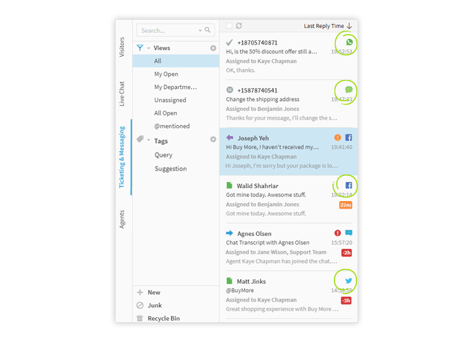 with comm100 ticketing and messaging, you can manage your social media channels in one place