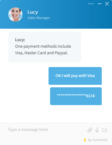 comm100 enables credit card masking