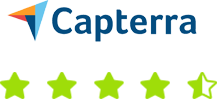 Capterra logo and stars - Comm100