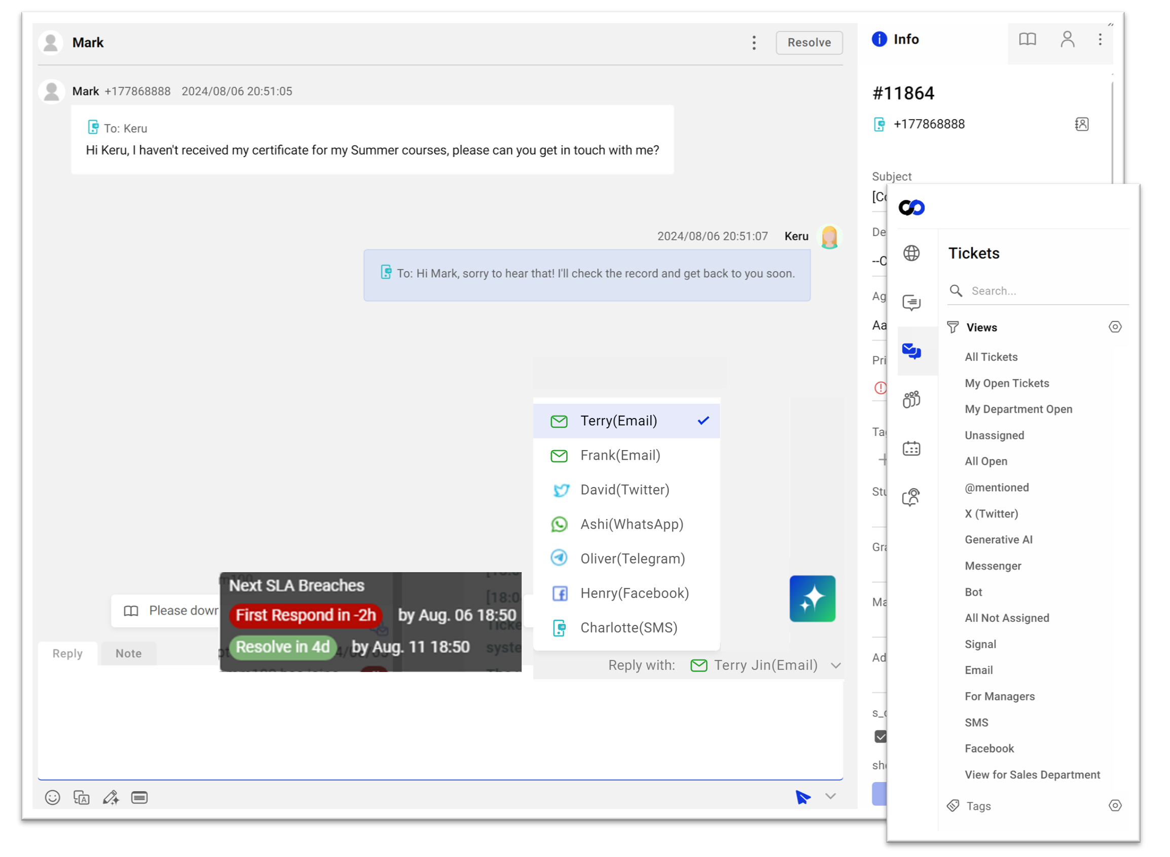 when customer inquires are complex, you can create a ticket on comm100 and add priority on it to solve it later