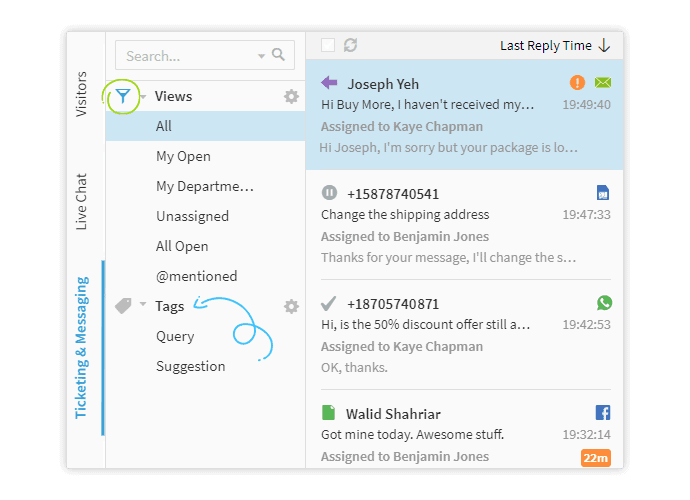 ticketing tag filter