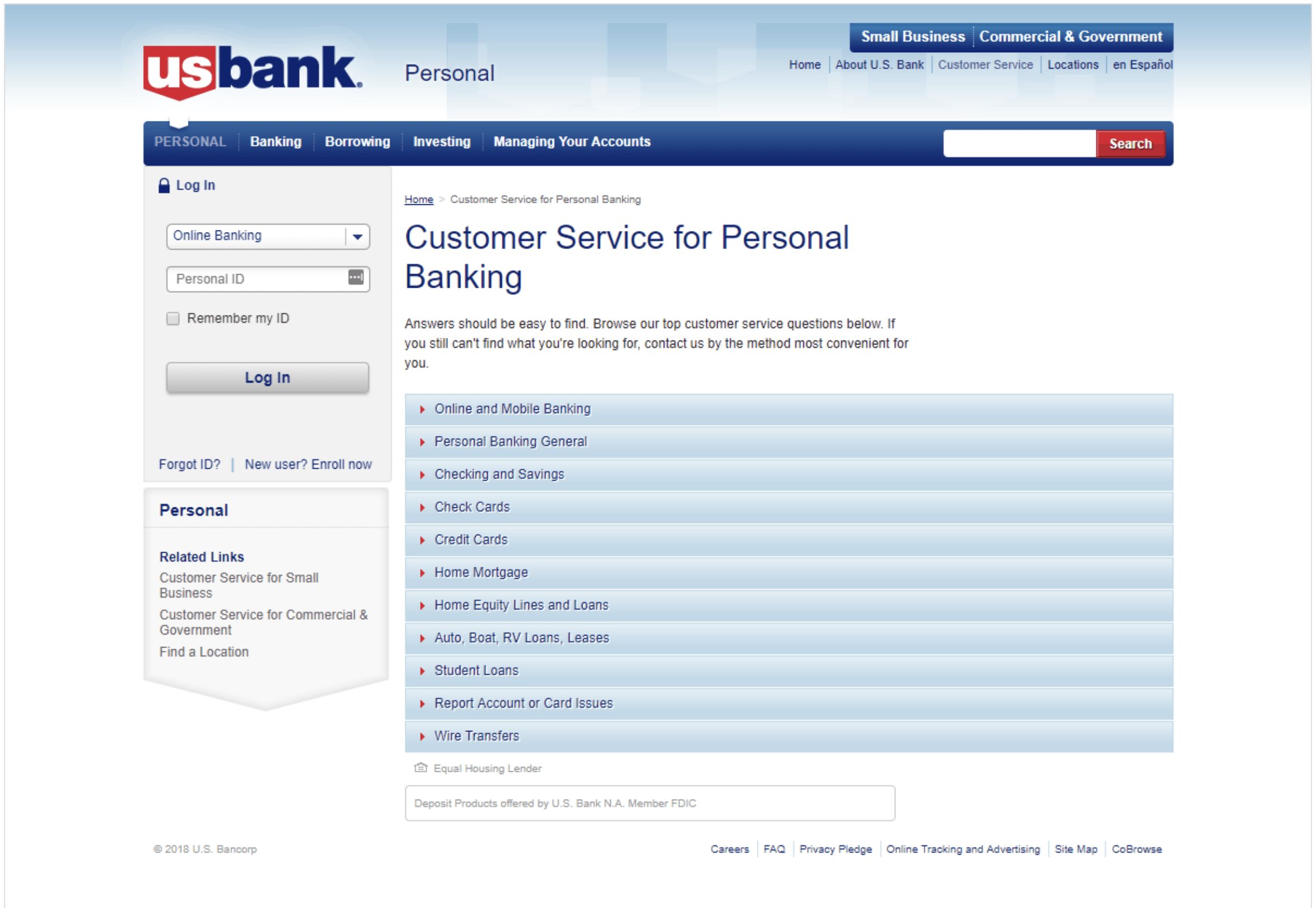 US bank knowledge base