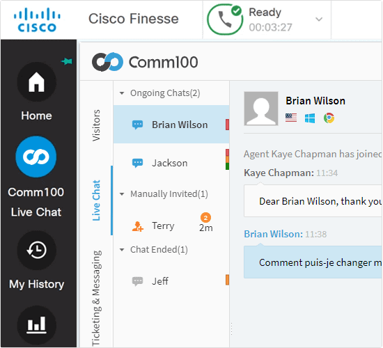 comm100 can be integrated with Cisco Finesse