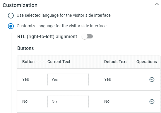 Comm100 Live Chat Interface Text Customization