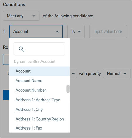 Comm100 Dynamics Fields for Routing Rules