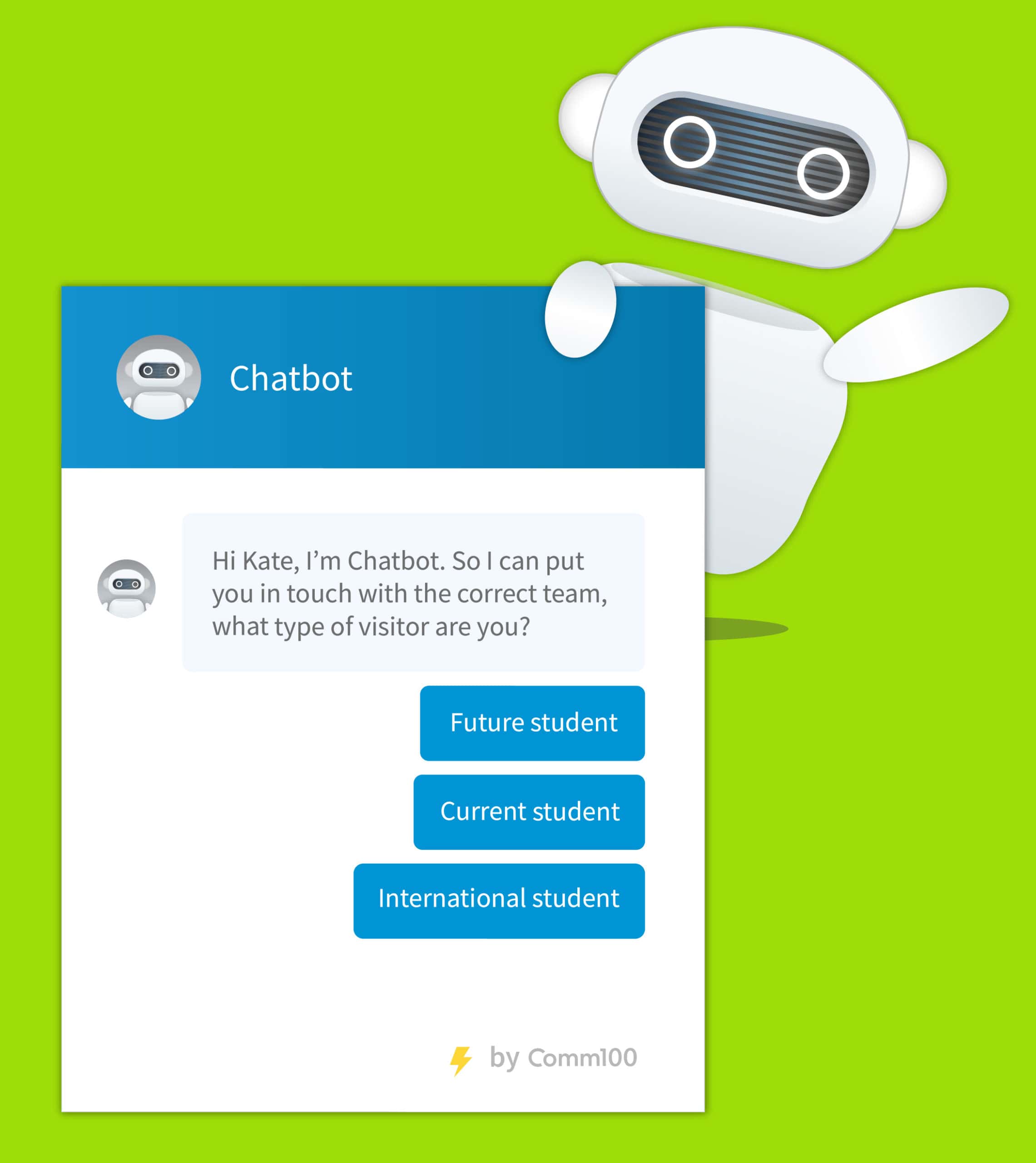 Comm100 Chatbot Interface Screenshot