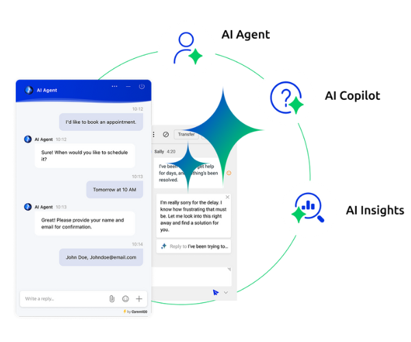 The New Comm100 AI Trifecta: AI Agent, AI Copilot & AI Insights