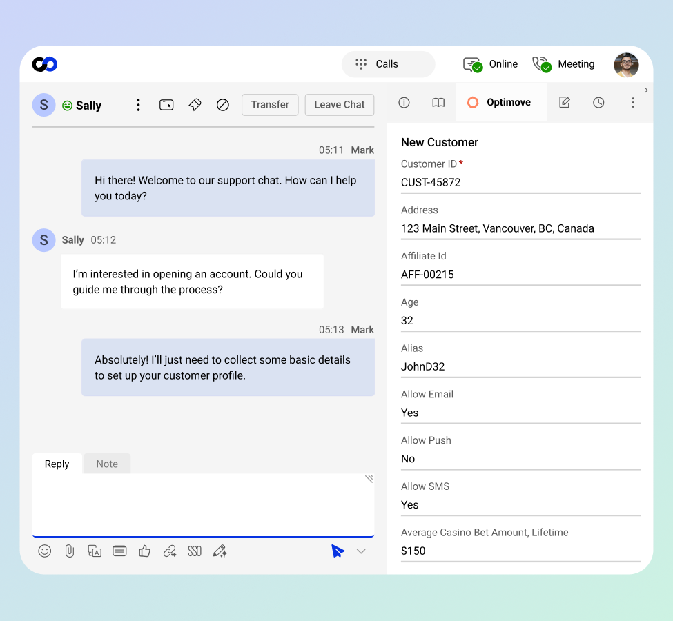 optimove in agent console image