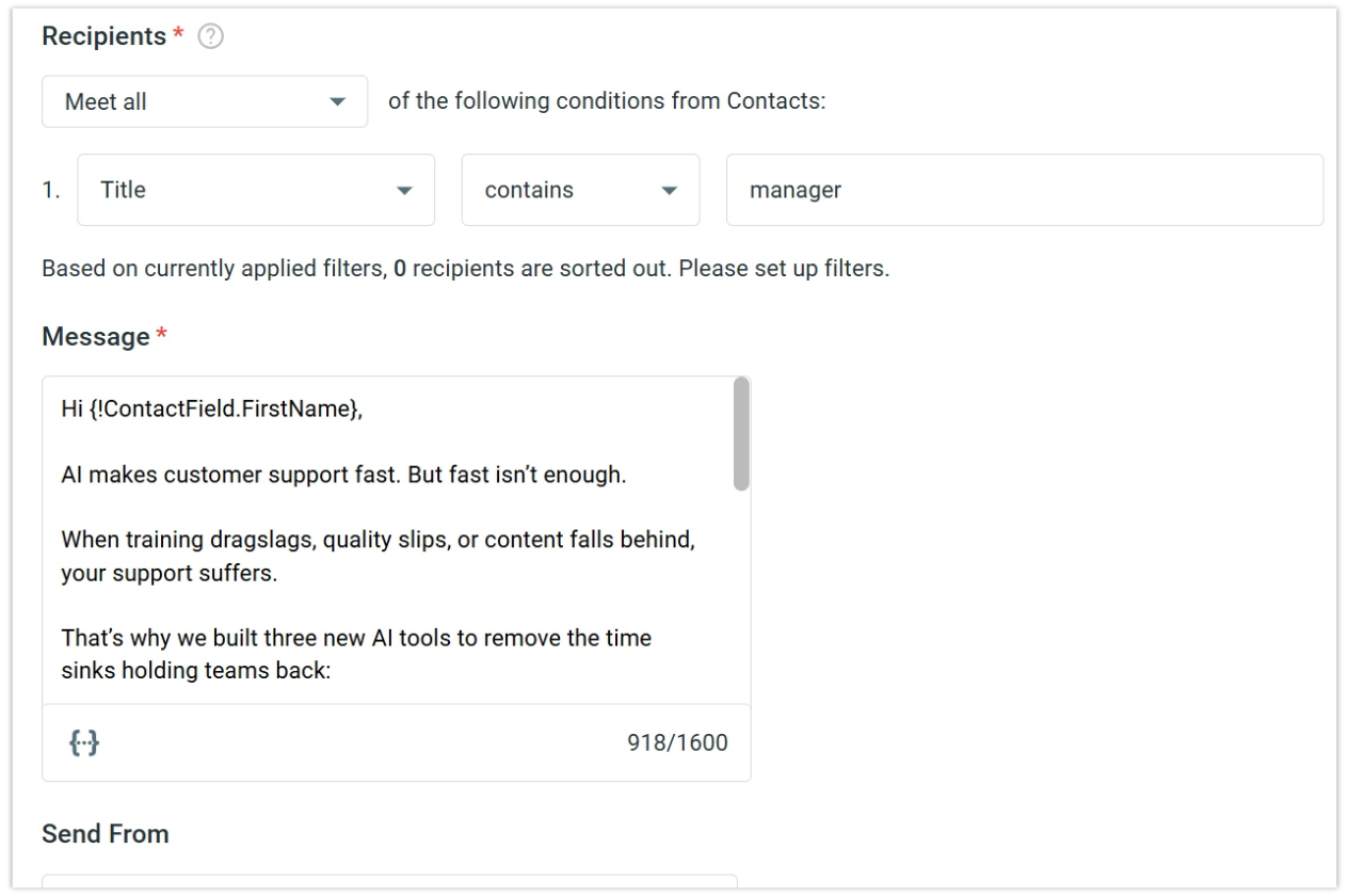 set contact filters and conditions
