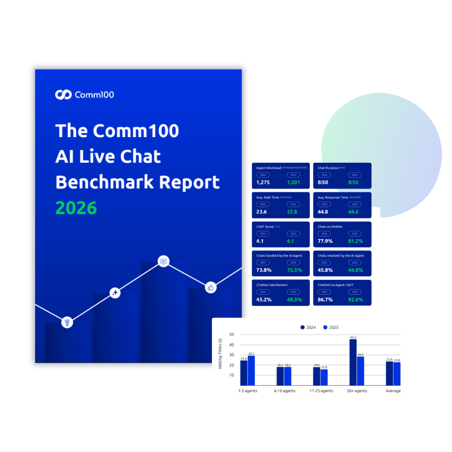 Comm100 AI Live Chat Benchmark Report 2026 hero banner
