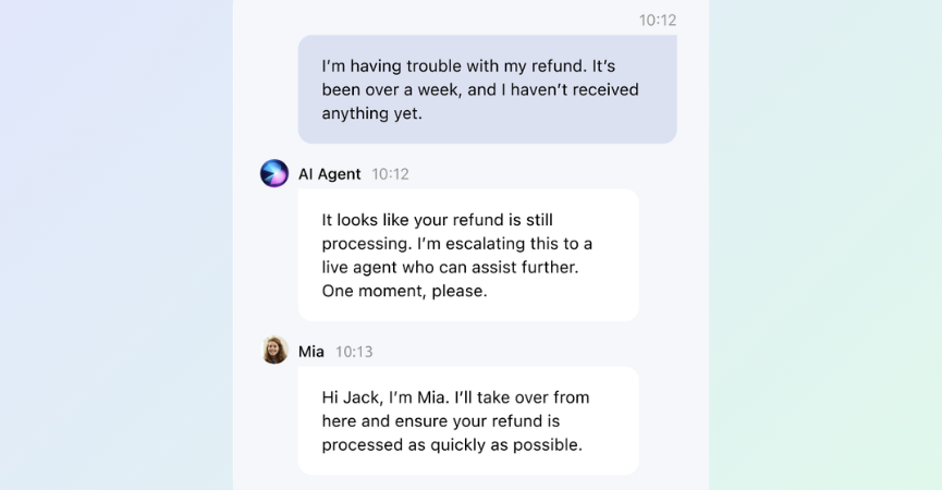 transfer chat to human agent
