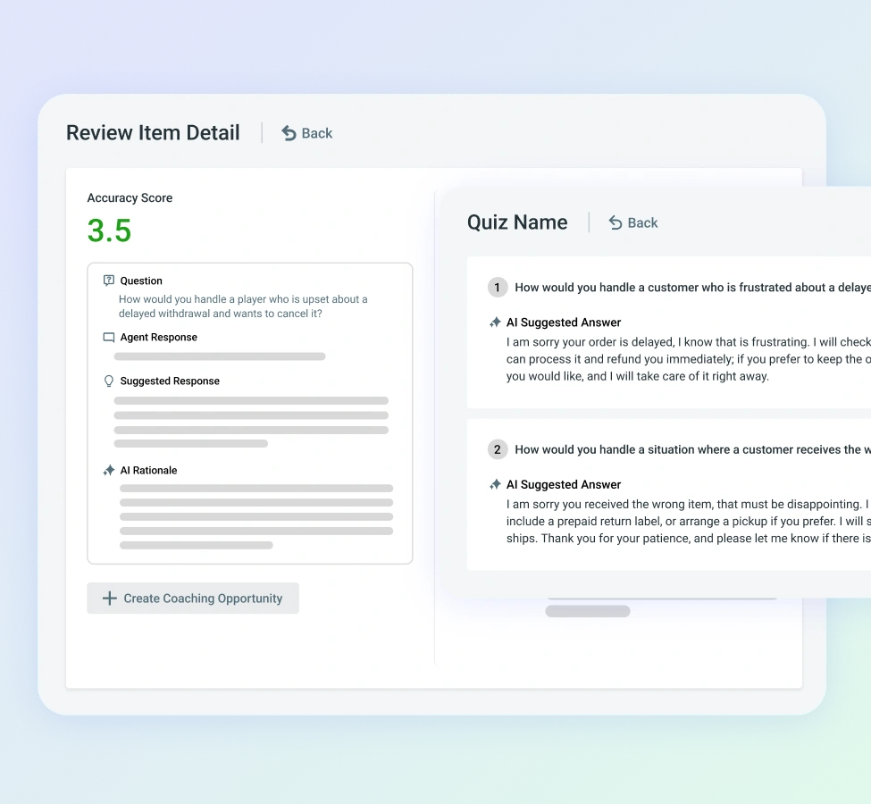 <span>AI Training + AI Quality Assurance</span> Reduce Training Effort and Improve Consistency