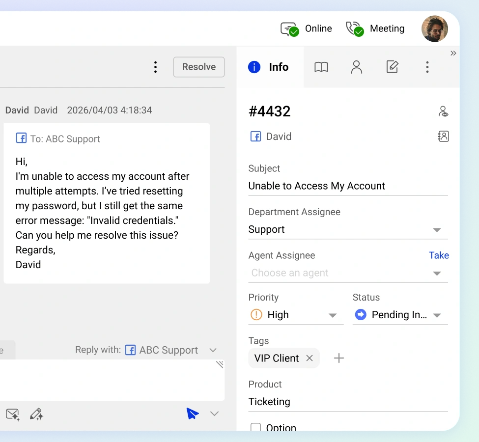 Facebook Messages = Trackable Tickets