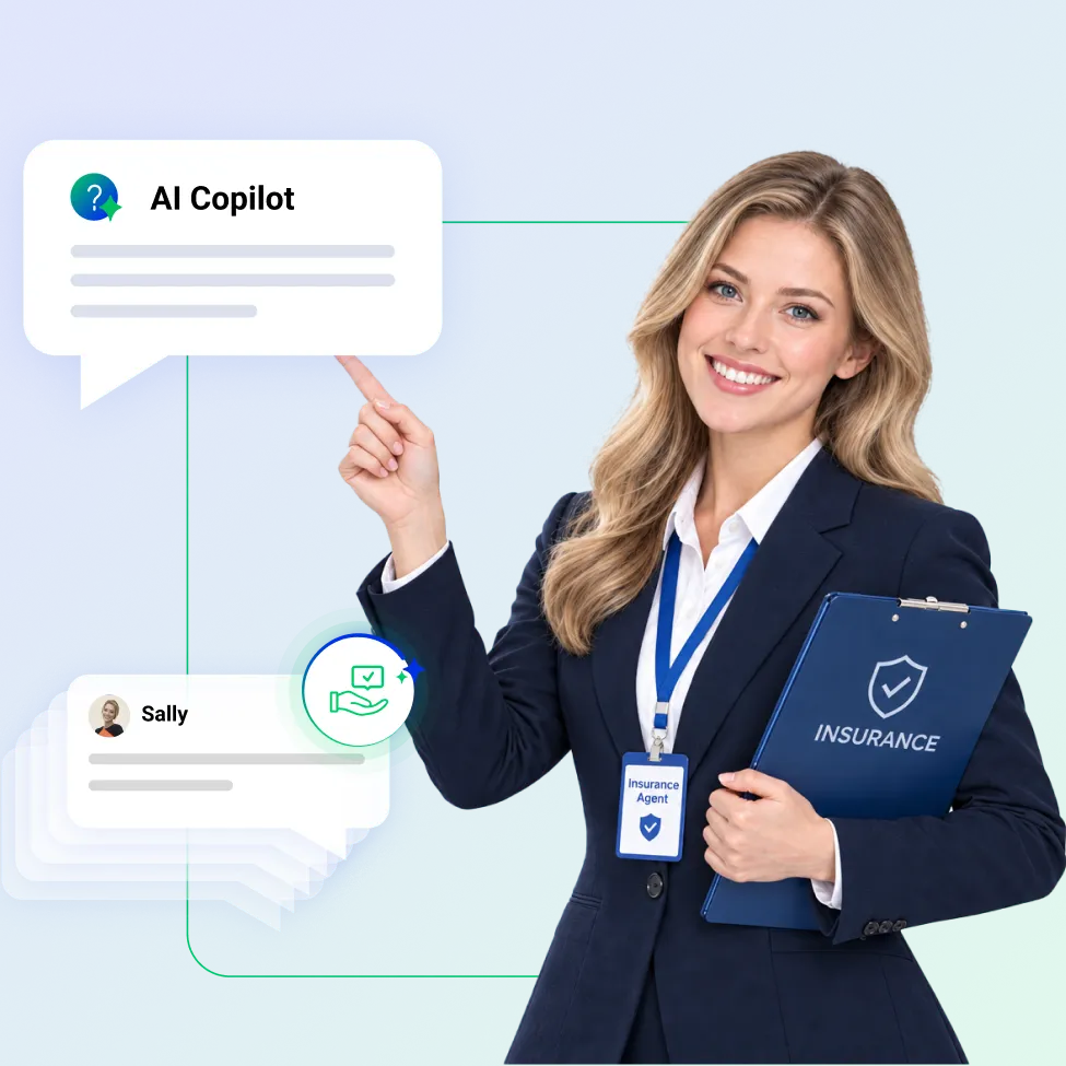 Insurance agent using Comm100 AI Copilot to support policyholders