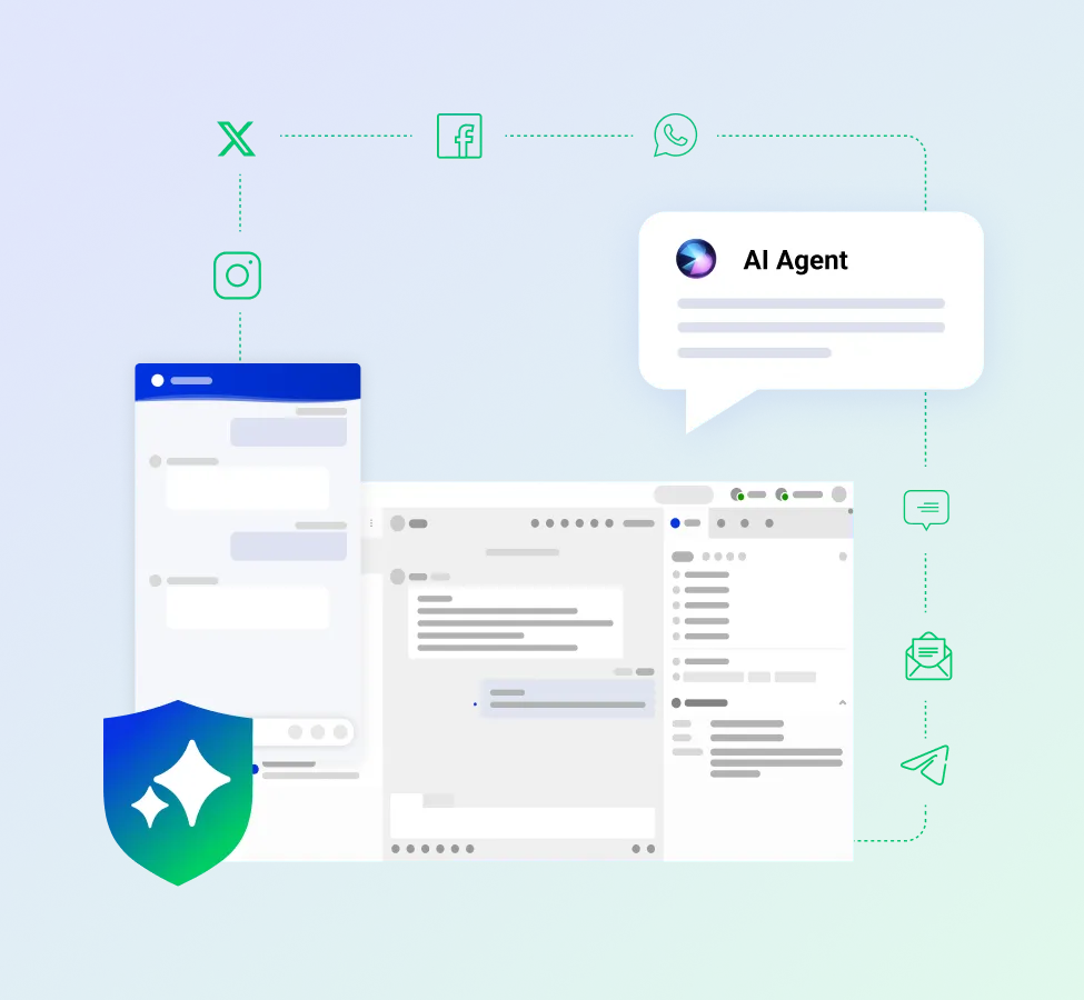 Comm100 omnichannel AI platform connecting insurance conversations across chat, email, messaging, and social media