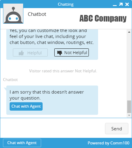 Rate Chatbot's Answer Not Helpful