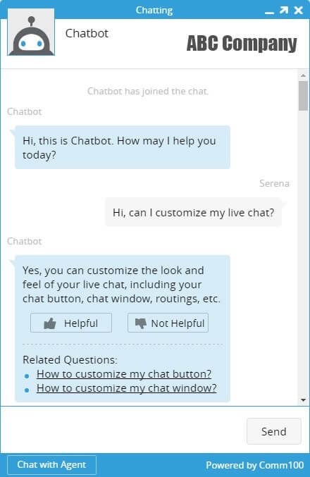 Comm100's Chatbot