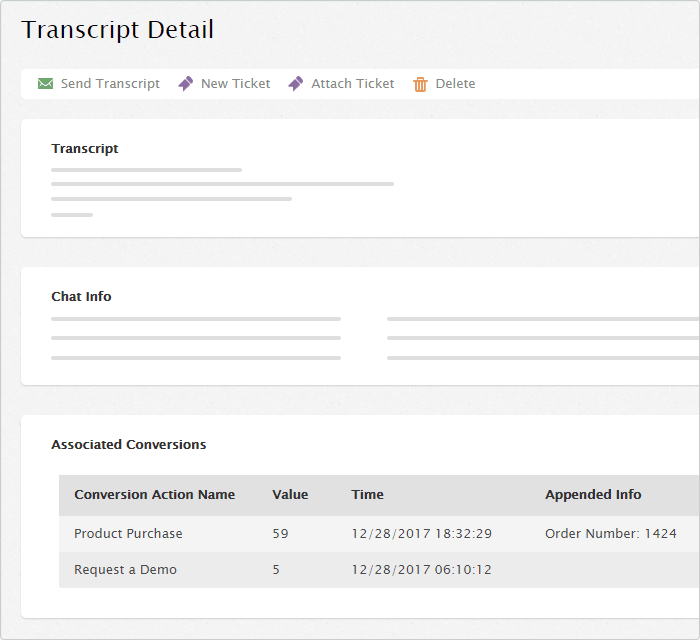 conversions in transcripts