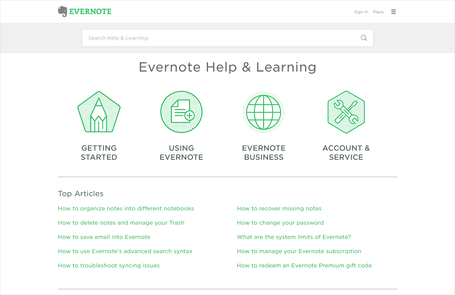 Knowledge Base Examples - Evernote