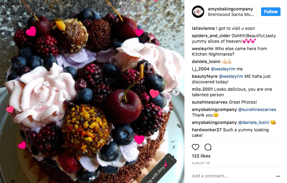 social media customer service Amy Baking Company