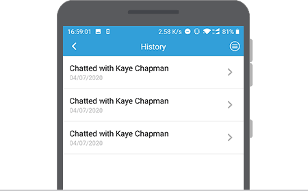 Live Chat App for Android - Chat History