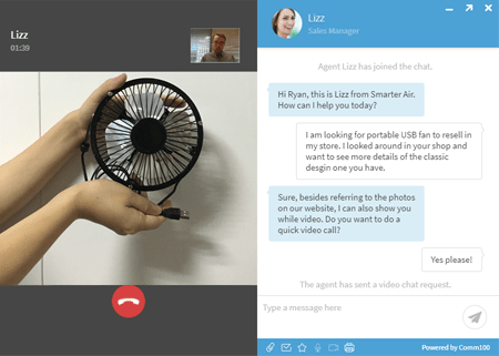 with face-to-face video chat via comm100, you can demonstrate your product to your customers easily