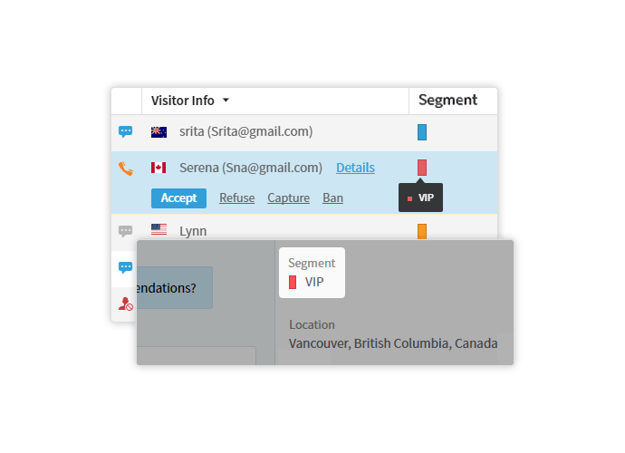 visitor segment in visitor monitor