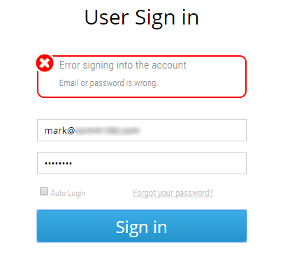 password email wrong error incorrect into login comm100 chat live trying log when cause why