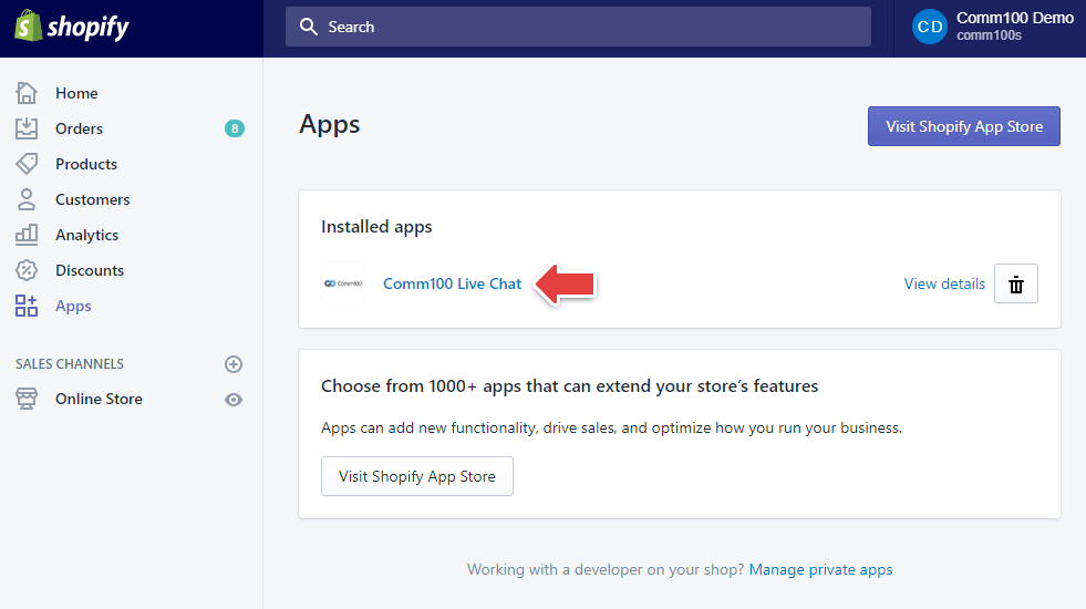 How to Add Comm100 Live Chat to Shopify Store